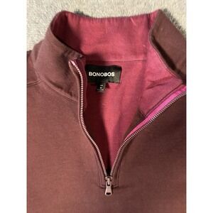 Bonobos Mens Slim Fit Quarter Zip Pullover Sweater Wine Maroon Preppy Classic XL